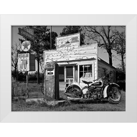 Abandoned gas station, New Mexico White Modern Wood Framed Art Print by Gasoline Images