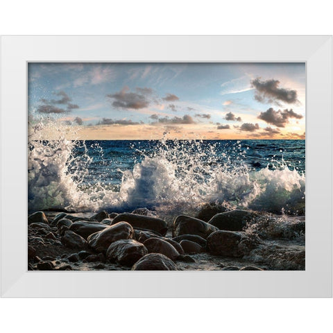 Waves crashing, Point Reyes, California White Modern Wood Framed Art Print by Pangea Images