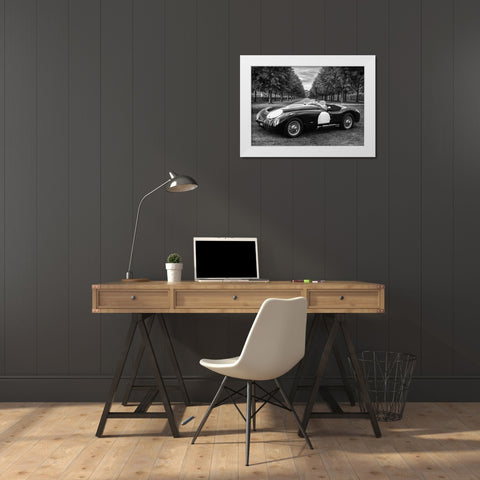 Vintage Roadster in a Park White Modern Wood Framed Art Print by Gasoline Images