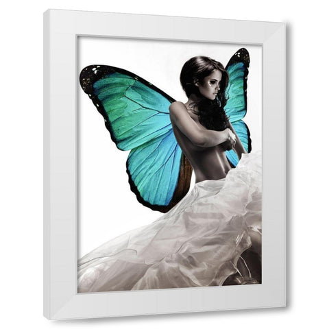 Winged Beauty -1 (detail) White Modern Wood Framed Art Print by Lauren, Julian