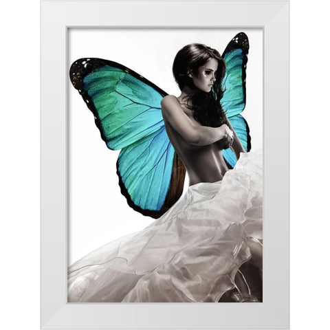 Winged Beauty -1 (detail) White Modern Wood Framed Art Print by Lauren, Julian