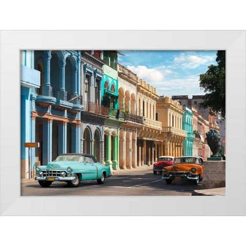 Avenida in Havana, Cuba White Modern Wood Framed Art Print by Pangea Images