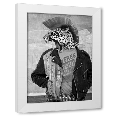 Leopunk White Modern Wood Framed Art Print by VizLab