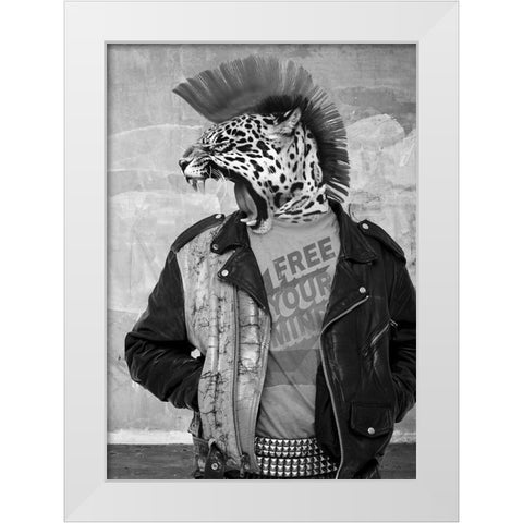 Leopunk White Modern Wood Framed Art Print by VizLab