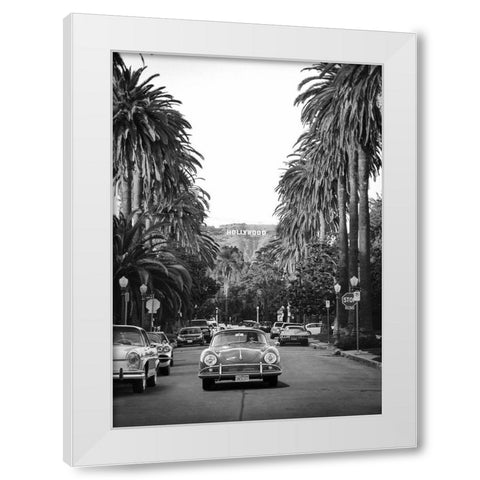 Boulevard in Hollywood - BW White Modern Wood Framed Art Print by Gasoline Images