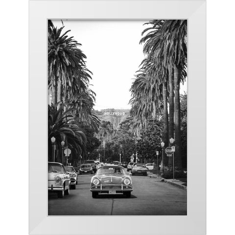 Boulevard in Hollywood - BW White Modern Wood Framed Art Print by Gasoline Images