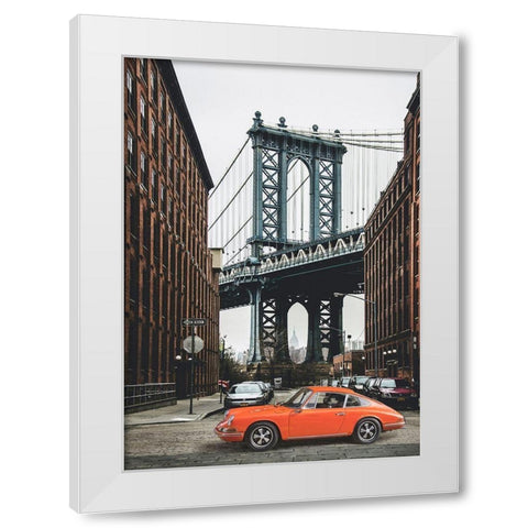 By the Manhattan Bridge White Modern Wood Framed Art Print by Gasoline Images