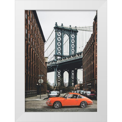 By the Manhattan Bridge White Modern Wood Framed Art Print by Gasoline Images