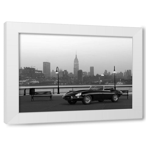 Vintage Spyder in NYC - BW White Modern Wood Framed Art Print by Gasoline Images