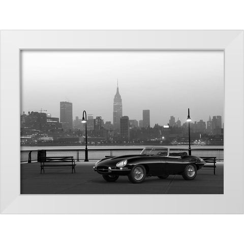 Vintage Spyder in NYC - BW White Modern Wood Framed Art Print by Gasoline Images