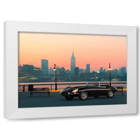 Vintage Spyder in NYC White Modern Wood Framed Art Print by Gasoline Images
