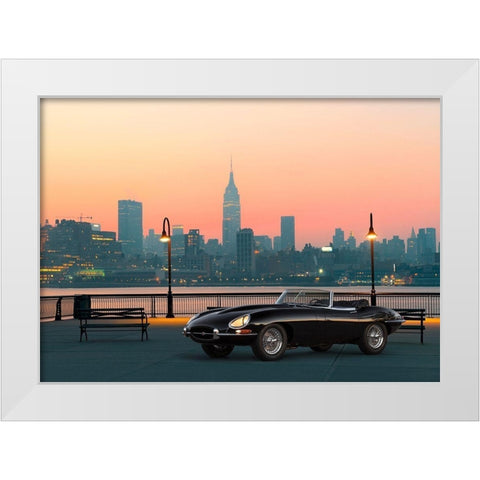 Vintage Spyder in NYC White Modern Wood Framed Art Print by Gasoline Images