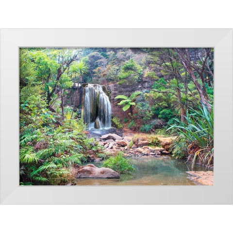 Rainforest waterfall - detail White Modern Wood Framed Art Print by Pangea Images