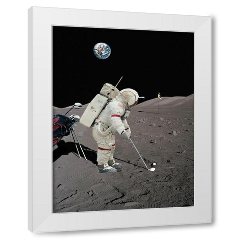 Lunar Golf - NASA White Modern Wood Framed Art Print by Astrolabs
