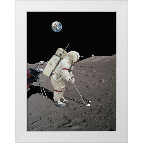 Lunar Golf - NASA White Modern Wood Framed Art Print by Astrolabs