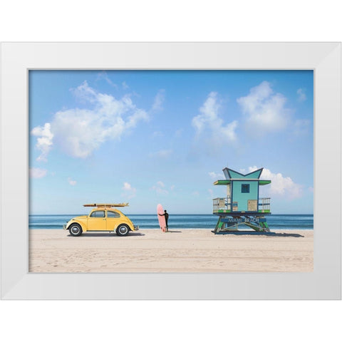 Waiting for the Waves-Miami Beach White Modern Wood Framed Art Print by Gasoline Images