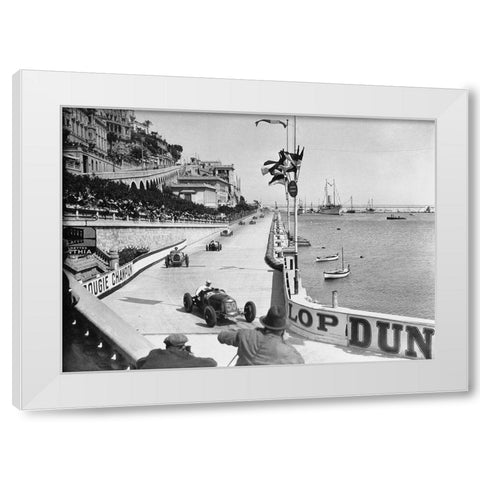 After the start of the 1931 Monaco Grand Prix White Modern Wood Framed Art Print by Anonymous