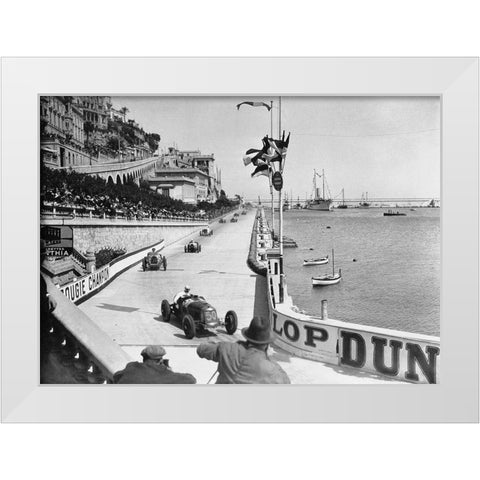 After the start of the 1931 Monaco Grand Prix White Modern Wood Framed Art Print by Anonymous