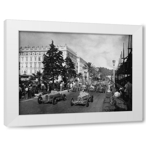 Start of the 1933 Nice Grand Prix White Modern Wood Framed Art Print by Anonymous