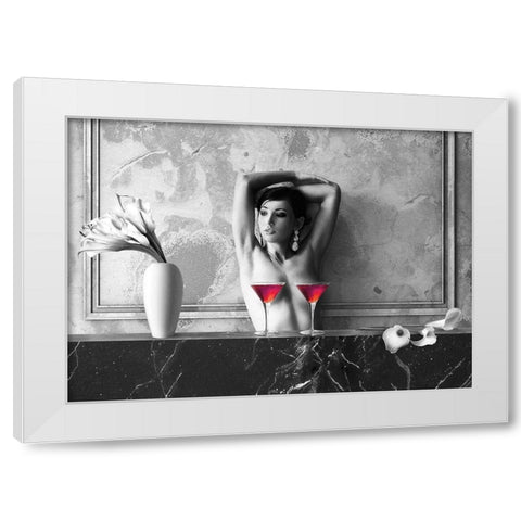 Cocktail for Two White Modern Wood Framed Art Print by Lauren, Julian