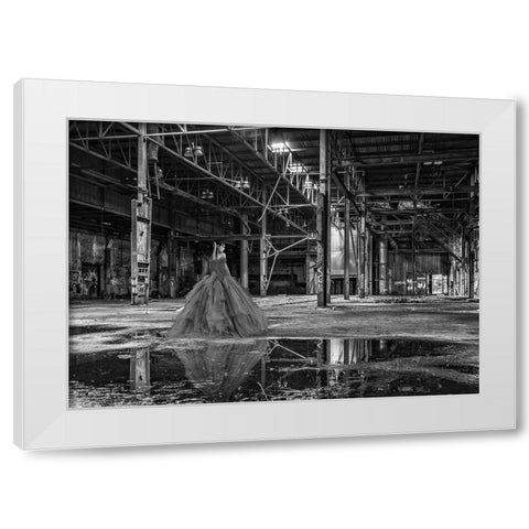 Unconventional Womenscape #8-The Factory (BW) White Modern Wood Framed Art Print by Lauren, Julian