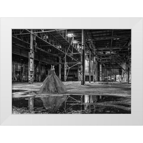 Unconventional Womenscape #8-The Factory (BW) White Modern Wood Framed Art Print by Lauren, Julian