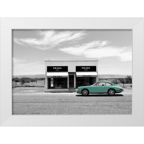Marfa-Texas (BW) White Modern Wood Framed Art Print by Lauren, Julian