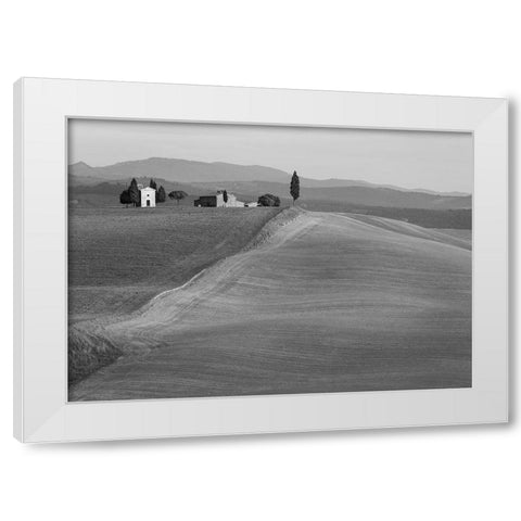 Val dOrcia-Siena-Tuscany (BW) White Modern Wood Framed Art Print by Pangea Images