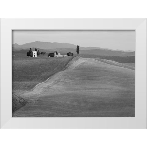 Val dOrcia-Siena-Tuscany (BW) White Modern Wood Framed Art Print by Pangea Images