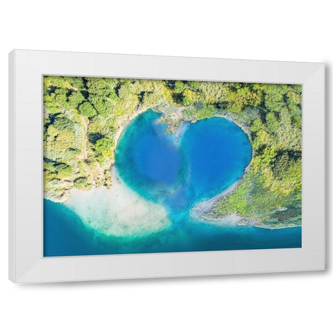 Heart Shaped Atoll-Fiji White Modern Wood Framed Art Print by Pangea Images