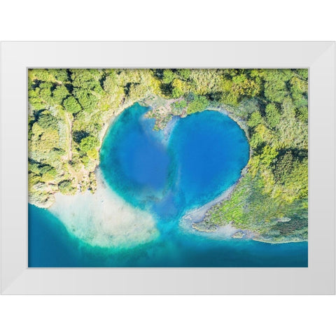 Heart Shaped Atoll-Fiji White Modern Wood Framed Art Print by Pangea Images