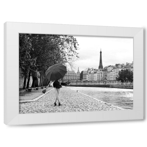Quai de la Seine (BW) White Modern Wood Framed Art Print by Lauren, Julian