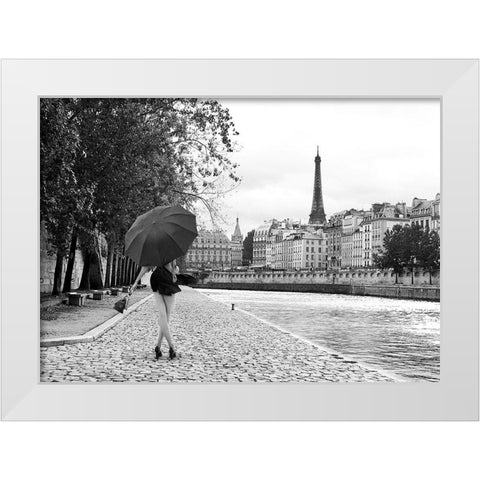 Quai de la Seine (BW) White Modern Wood Framed Art Print by Lauren, Julian