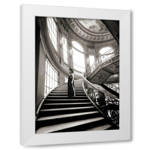 Femme sur lescalier White Modern Wood Framed Art Print by Haute Photo Collection