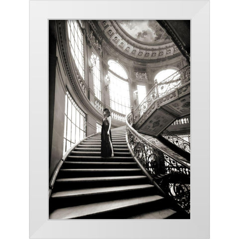 Femme sur lescalier White Modern Wood Framed Art Print by Haute Photo Collection