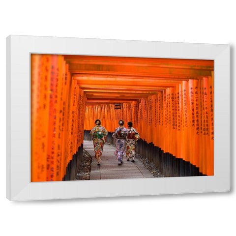 Fushimi Inari Shrine-Kyoto White Modern Wood Framed Art Print by Pangea Images