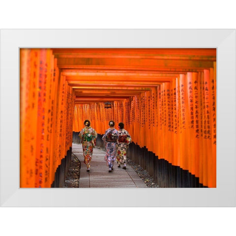 Fushimi Inari Shrine-Kyoto White Modern Wood Framed Art Print by Pangea Images