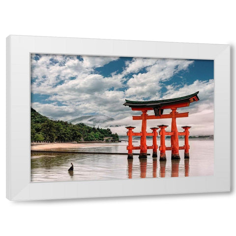Itsukushima Shrine-Hiroshima-Japan  White Modern Wood Framed Art Print by Pangea Images