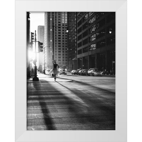 Manhattan Dance White Modern Wood Framed Art Print by Lauren, Julian