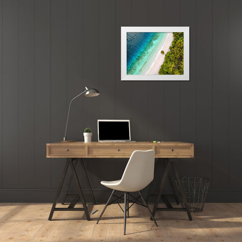 Tropical Beach, Aerial View White Modern Wood Framed Art Print by Pangea Images