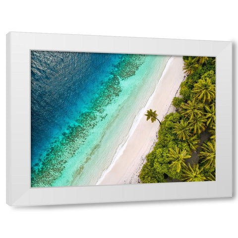 Tropical Beach, Aerial View White Modern Wood Framed Art Print by Pangea Images