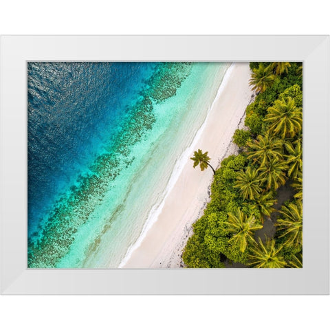 Tropical Beach, Aerial View White Modern Wood Framed Art Print by Pangea Images