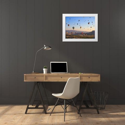 Flying over Cappadocia, Turkey White Modern Wood Framed Art Print by Pangea Images