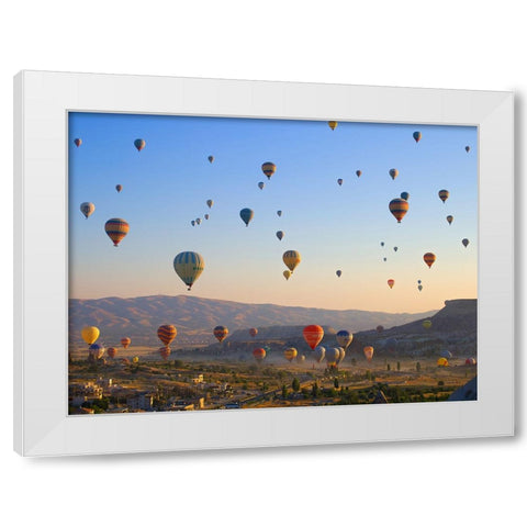 Flying over Cappadocia, Turkey White Modern Wood Framed Art Print by Pangea Images