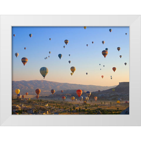 Flying over Cappadocia, Turkey White Modern Wood Framed Art Print by Pangea Images