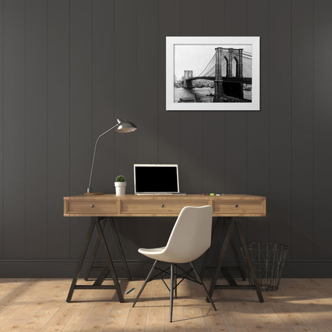 Brooklyn Bridge New York 1900 White Modern Wood Framed Art Print by Loeffler, A.