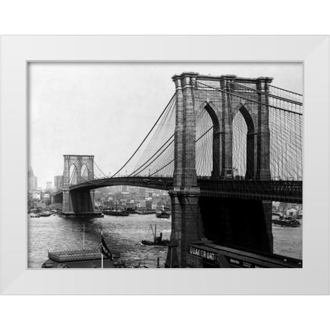 Brooklyn Bridge New York 1900 White Modern Wood Framed Art Print by Loeffler, A.