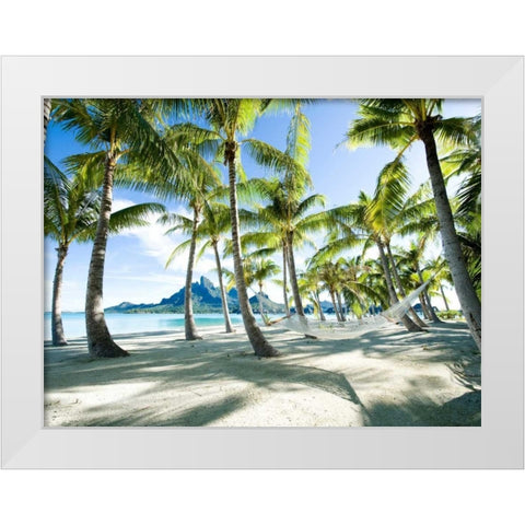 Hammock at Bora Bora Tahiti White Modern Wood Framed Art Print by Anonymous