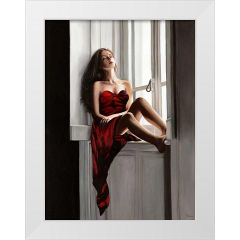 At the window White Modern Wood Framed Art Print by Benson, Pierre
