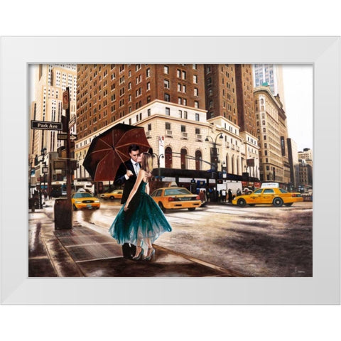 Kiss in Park Avenue White Modern Wood Framed Art Print by Benson, Pierre